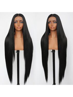 40" Long Straight Lace Front Wig - 13x6 Transparent Synthetic, Pre-Plucked